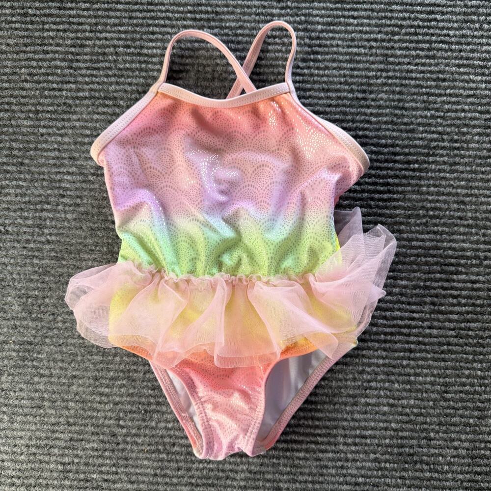 Wonder Nation Girls Size 2T Light Pink Cross Back One Piece Swimsuit